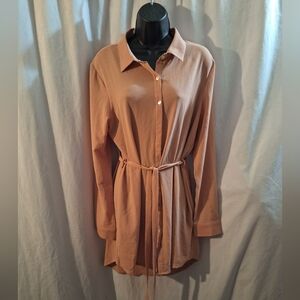 Forever 21 Light Pink Button-Down Shirt Dress